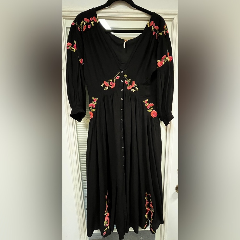 Free People Day Glow Embroidered Midi Dress